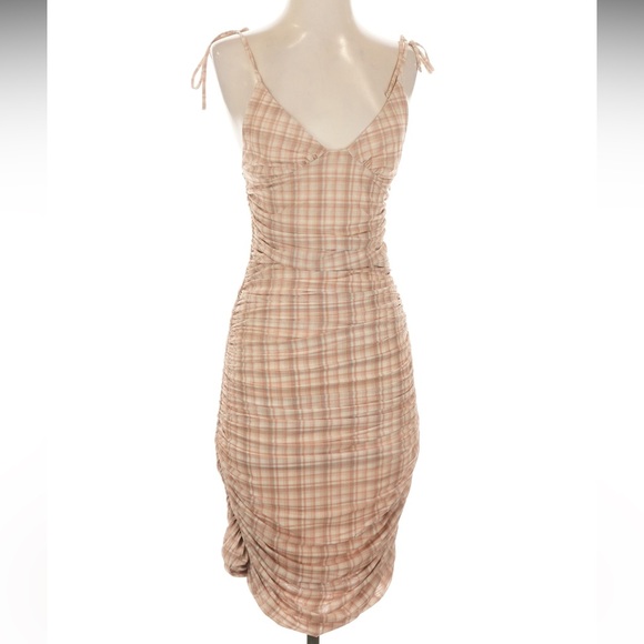 Wilfred Dresses & Skirts - Wilfred Plaid Midi Dress in Cream and Tan